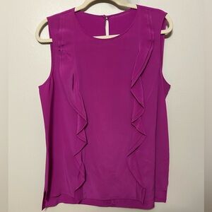 Pink Silk Sleeveless Ruffle Top Romantic Feminine